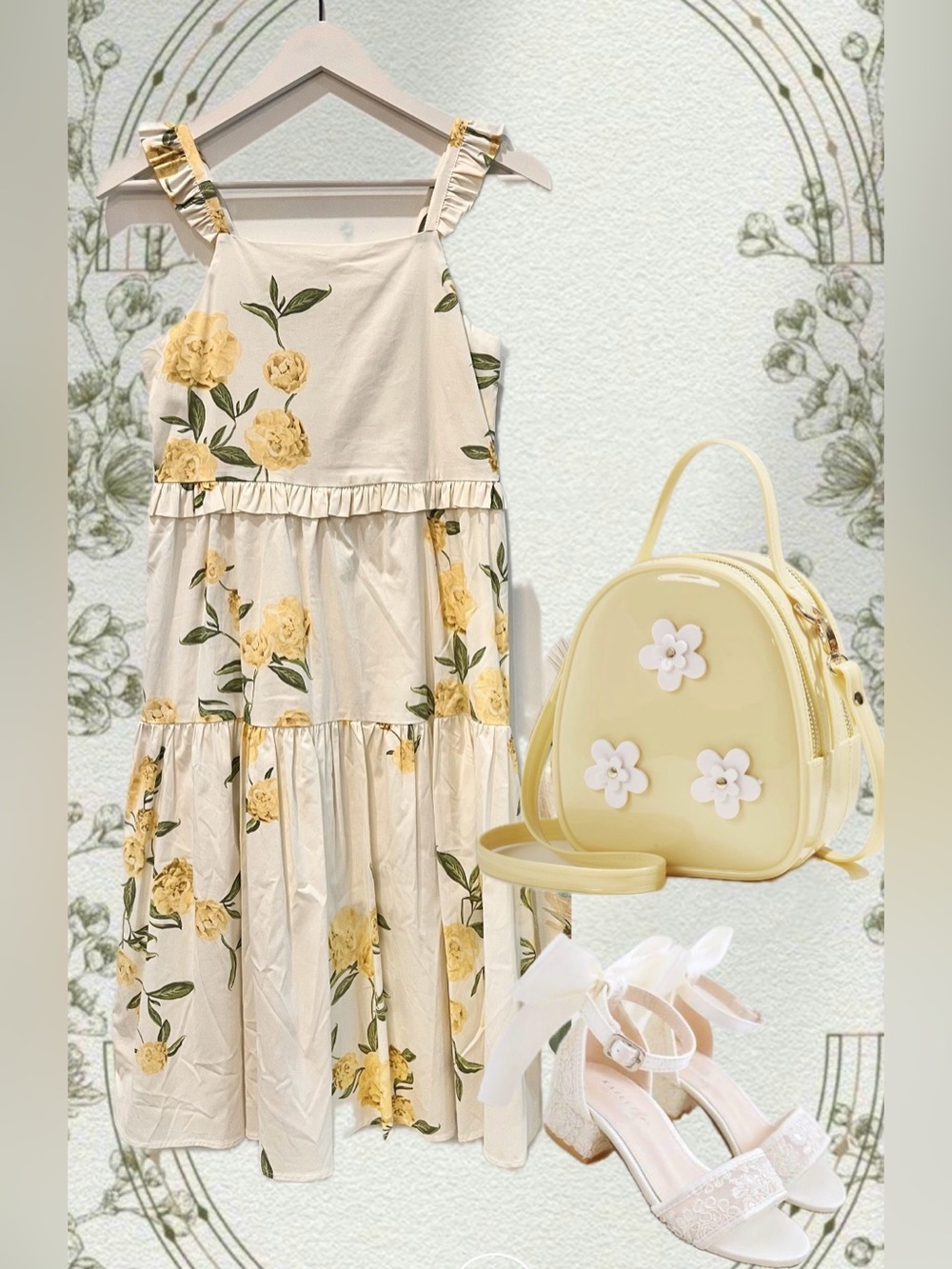 GB Girls Cream Yellow Floral